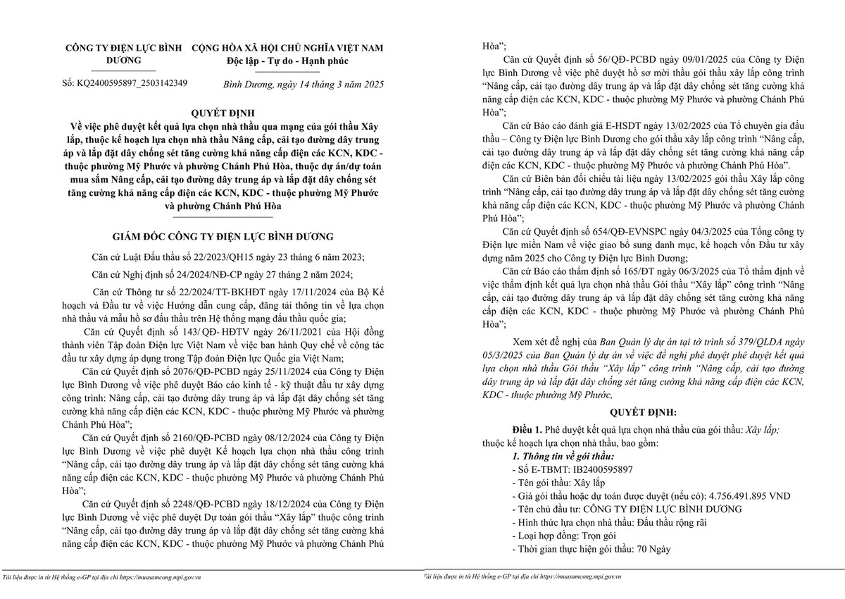 Công ty Triệu Quang tiếp tục trúng thầu tại Điện lực Bình Dương Cong ty Trieu Quang tiep tuc trung thau tai Dien luc Binh Duong