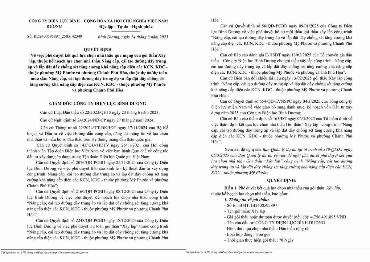 Công ty Triệu Quang tiếp tục trúng thầu tại Điện lực Bình Dương Cong ty Trieu Quang tiep tuc trung thau tai Dien luc Binh Duong