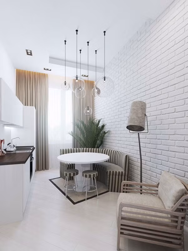 Phòng khách nhỏ xinh sau lưng bếp.