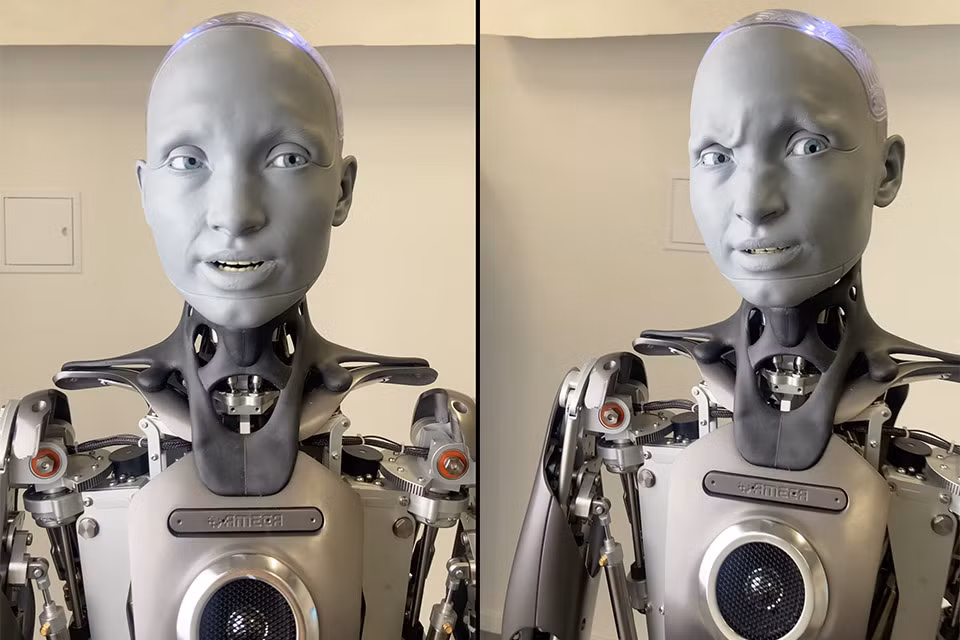 Ameca có thể nói được nhiều ngôn ngữ. Robot này được chế tạo để phục vụ cho mục đích nghiên cứu trong các lĩnh vực trí tuệ nhân tạo (AI), học máy và tương tác giữa người và robot. Ảnh: @TechEBlog.