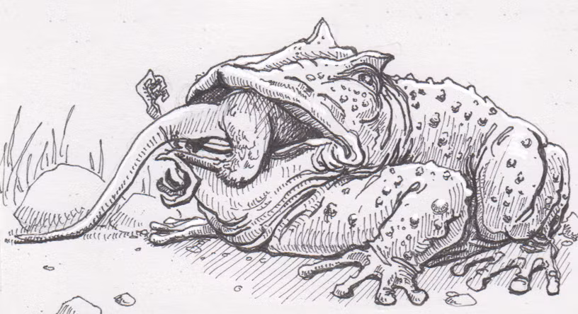 Theo chuyên gia khoa học Evans, trong quá khứ, có thể loài ếch quỷ khổng lồ Beelzebufo ampinga có tính khí hung dữ và chiến thuật phục kích con mồi ở bờ sông. Thế nên, nó từng là một loài săn mồi đáng gờm đối với các loài động vật nhỏ. Ảnh: @Non-fiction stories for curious kids.