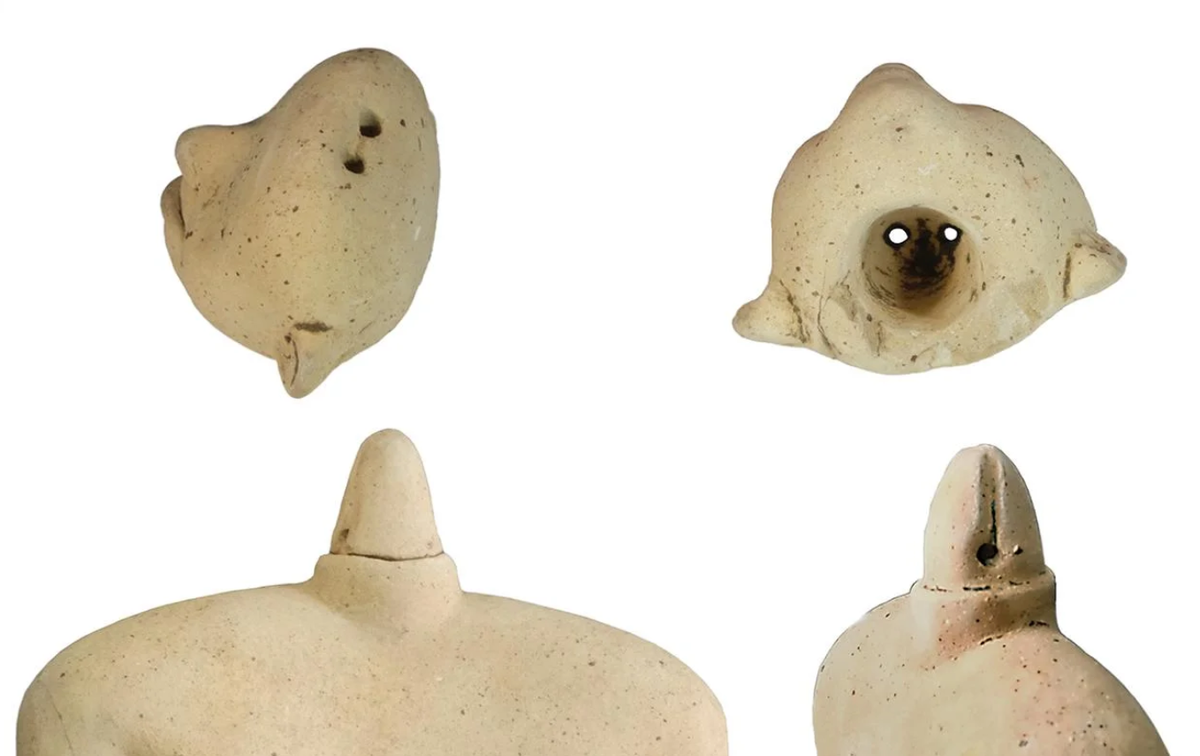 Các hiện vật khác cũng được phát hiện cùng với những con rối gốm, chúng bao gồm mặt dây chuyền bằng ngọc bích, chồng bình đựng đồ ăn, và một hòn đá mài đã bị vỡ. Ảnh: @J. Przedwojewska.