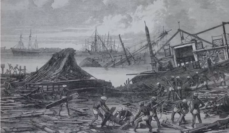 Bão Coringa năm 1839 nổi tiếng là một trong những cơn bão nhiệt đới thảm khốc nhất. Nó tấn công thị trấn ven biển Coringa ở Andhra Pradesh vào ngày 25/11/1839. Ảnh:@Wikimedia.