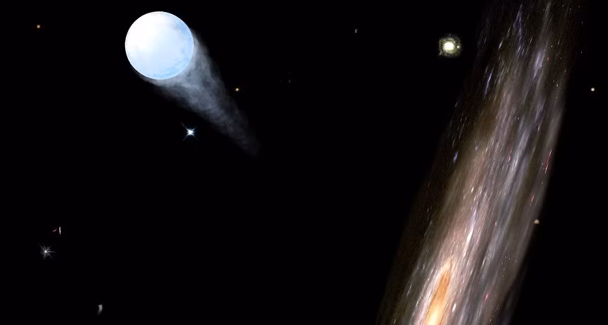 Thay vì chế tạo các con tàu vũ trụ chỉ chở được một số ít người trong số họ qua không gian như những phi hành gia, những người ngoài hành tinh này có thể dùng các “tàu vũ trụ” ngôi sao này đưa tất cả mọi người cùng đi, cùng với Hệ Mặt trời nhỏ của họ du hành qua không gian.Ảnh: @Science News Explores.