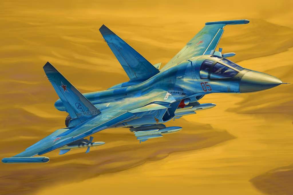 Khả năng hoạt động ở độ cao thấp của Su-34 được tăng cường nhờ radar theo dõi địa hình và khung máy bay được gia cố chắc chắn, được thiết kế để chống lại các vũ khí hỏa lực nhỏ và mảnh đạn. Ảnh: @Military Watch Magazine.