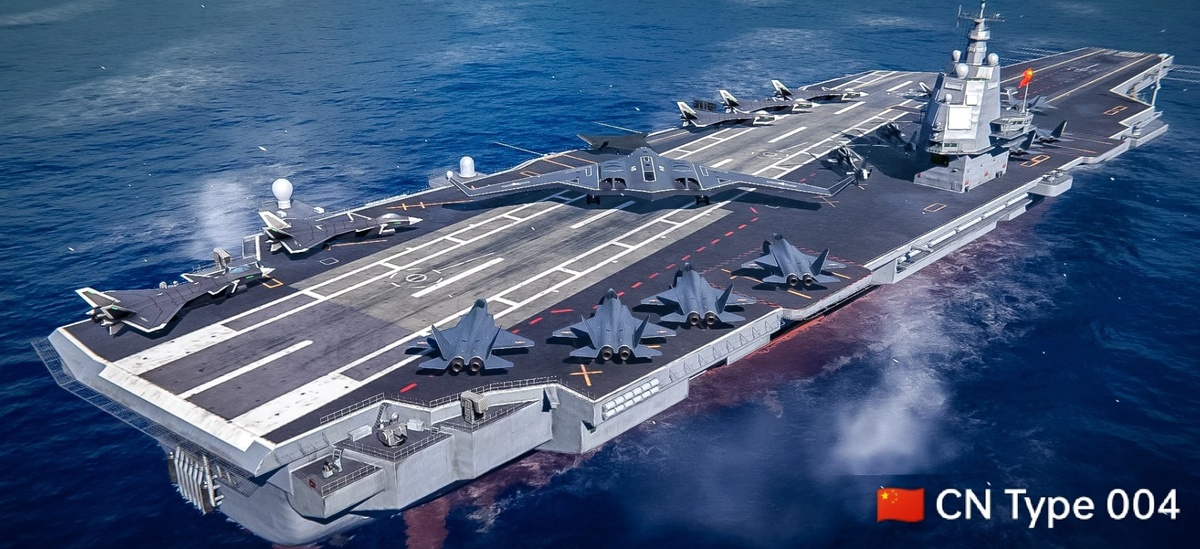 Mặc dù chưa rõ loại động cơ nào tàu sân bay Type 004 sẽ sử dụng, nhưng có nhiều báo cáo cho rằng, tàu này sẽ là tàu chạy bằng năng lượng hạt nhân. Đây sẽ là lần đầu tiên một tàu sân bay của Hải quân Quân Giải phóng Nhân dân Trung Quốc sử dụng năng lượng hạt nhân, điều này sẽ đảm bảo tầm hoạt động gần như vô hạn. Đồng thời giúp đáp ứng nhu cầu hấp thụ điện cao từ các cảm biến và hệ thống nhiệm vụ ngày càng hiện đại có trên tàu sân bay. Ảnh: @Modern Warships Wiki - Fandom.