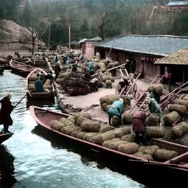 Cảnh mua bán tấp nập trên một cảng sông Nhật Bản. Ảnh: sina.com.cn. 