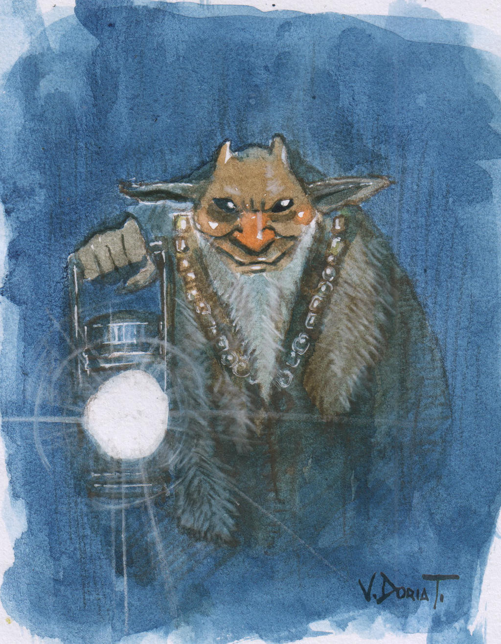 Muki là một sinh vật cao chỉ 0,6m, da nhợt nhạt, cơ bắp, với đôi chân khổng lồ, mái tóc vàng hoe và đôi mắt to như đèn. Ảnh: @Creature Codex.