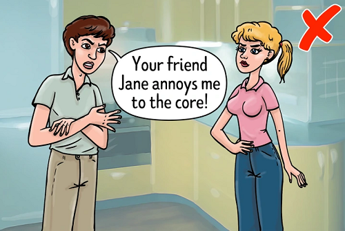 4. Thái độ tiêu cực của chồng với bạn của vợ. Các nhà khoa học quan sát mối quan hệ của 373 cặp đôi trong vòng 16 năm. Kết quả cho thấy, 46% cặp đôi ly hôn vào năm thứ 16 của cuộc hôn nhân. Kết quả này có thể dự đoán ngay trong năm đầu tiên khi sống chung.