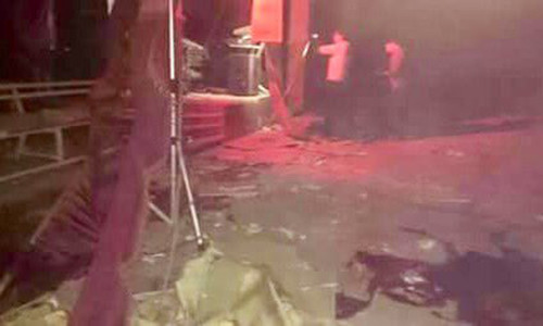 Hình ảnh ghi lại tại hiện trường vụ đánh bom đám cưới ở Syria hôm 3/10. Ảnh: Twitter.