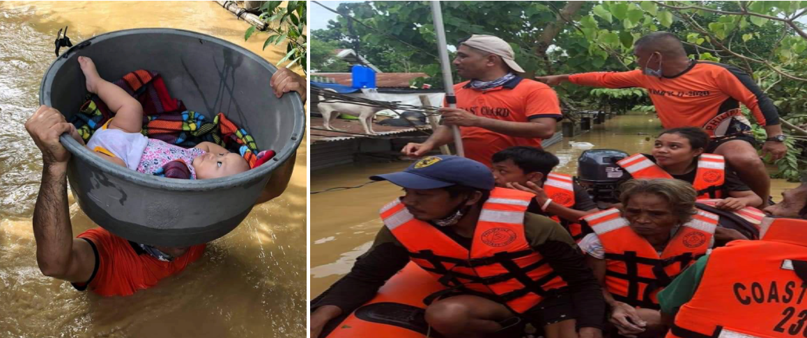 Lực lượng tuần duyên Philippines đã tổ chức hàng chục đội cứu hộ, đưa nhân lực, phương tiện và xuồng bơm hơi đến thành phố Tuguegarao, thủ phủ tỉnh Cagayan, vào sáng sớm 14/11. Ảnh: Reuters.