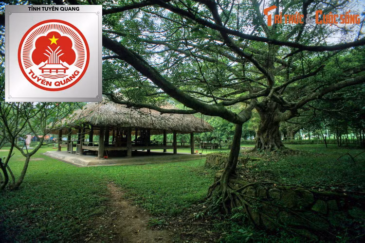  Logo của tỉnh Tuyên Quang: Đình Hồng Thái. Là hình ảnh gắn liền với cái nôi của cách mạng Việt Nam, Đình Hồng Thái là trạm giao liên, nơi huấn luyện quân sự và diễn ra các hội nghị quan trọng ở chiến khu Tân Trào trong suốt thời kỳ kháng chiến chống Pháp.