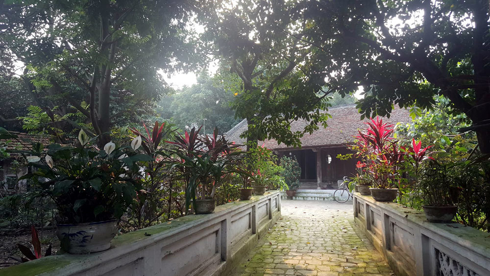 Làng còn nhiều ngôi nhà cổ giá trị. Trong ảnh là nhà cổ nằm trong khu vườn mướt xanh của gia đình ông Phùng Văn Long. Ngôi nhà đã 200 năm tuổi. Dù có điều kiện nhưng gia đình vẫn quyết định không tu sửa vì muốn giữ lại những nét nguyên sơ.