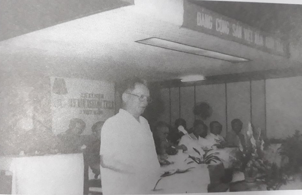 Chủ tịch nước, Đại tướng Lê Đức Anh phát biểu tại lễ kỷ niệm 40 năm ngày thành lập ngành Tình báo quân sự Việt Nam.