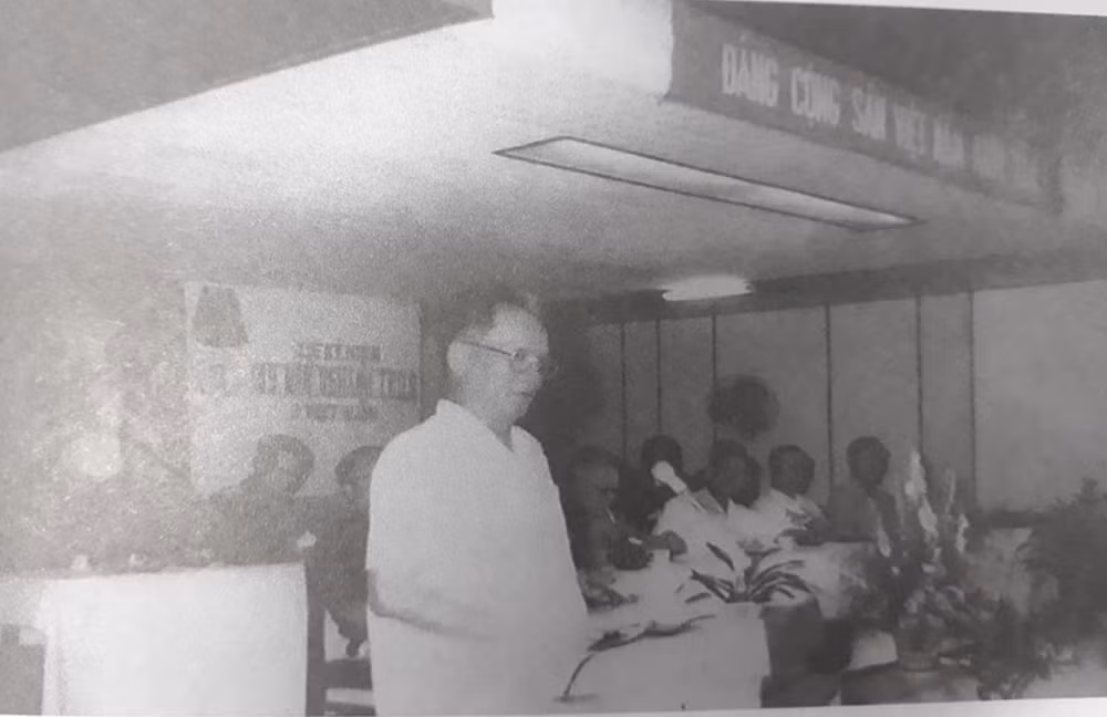 Chủ tịch nước, Đại tướng Lê Đức Anh phát biểu tại lễ kỷ niệm 40 năm ngày thành lập ngành Tình báo quân sự Việt Nam.