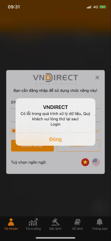 Nhà đầu tư chịu thiệt vì VNDirect gặp sự cố đăng nhập Nha dau tu chiu thiet vi VNDirect gap su co dang nhap