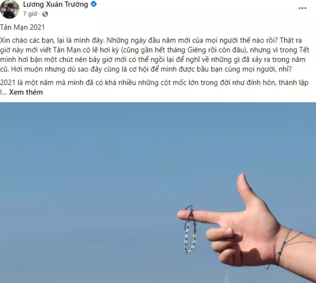 Ở phần bình luận bài đăng, rất nhiều người thân, bạn bè đã vào gửi lời chúc cặp vợ chồng cầu thủ Lương Xuân Trường đã lên chức.