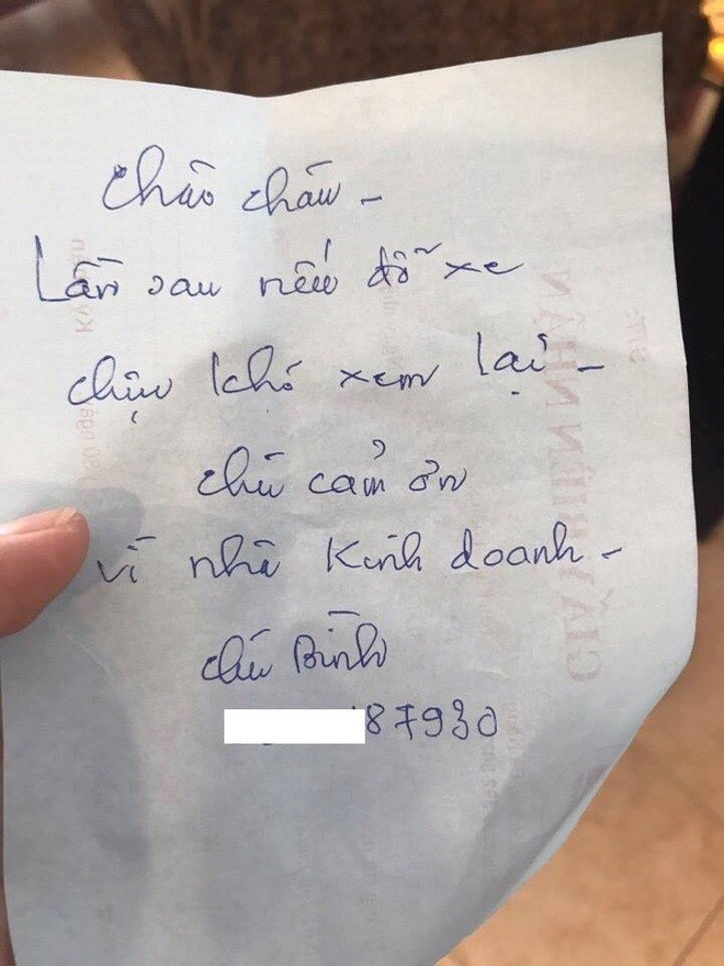 Chủ nhà để lại dòng nhắn cũng khá dễ thương khiến chủ xế phải ngậm ngùi, ý thức được việc làm sai trái. Ảnh: Tổng hợp