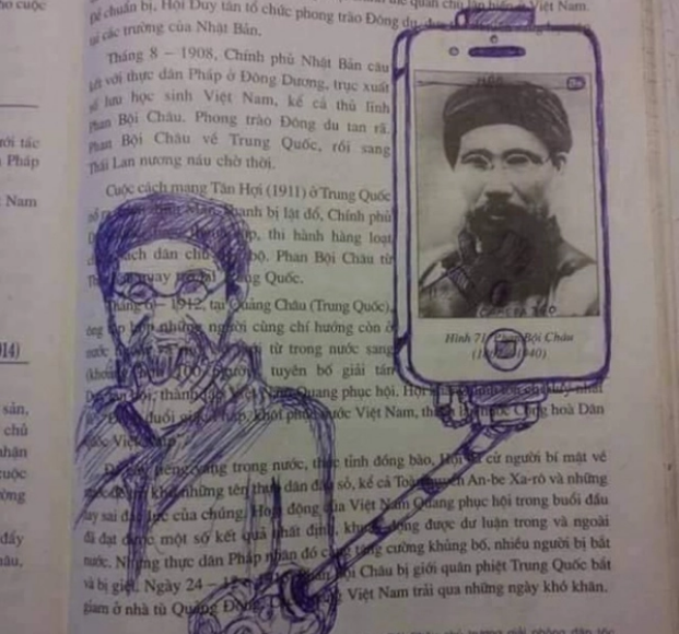 Còn đối với học sinh, vẽ lên sách giáo khoa là thú vui, thể hiện cá tính riêng và khả năng vẽ, cùng óc hài hước của mình. Ảnh: Tổng hợp