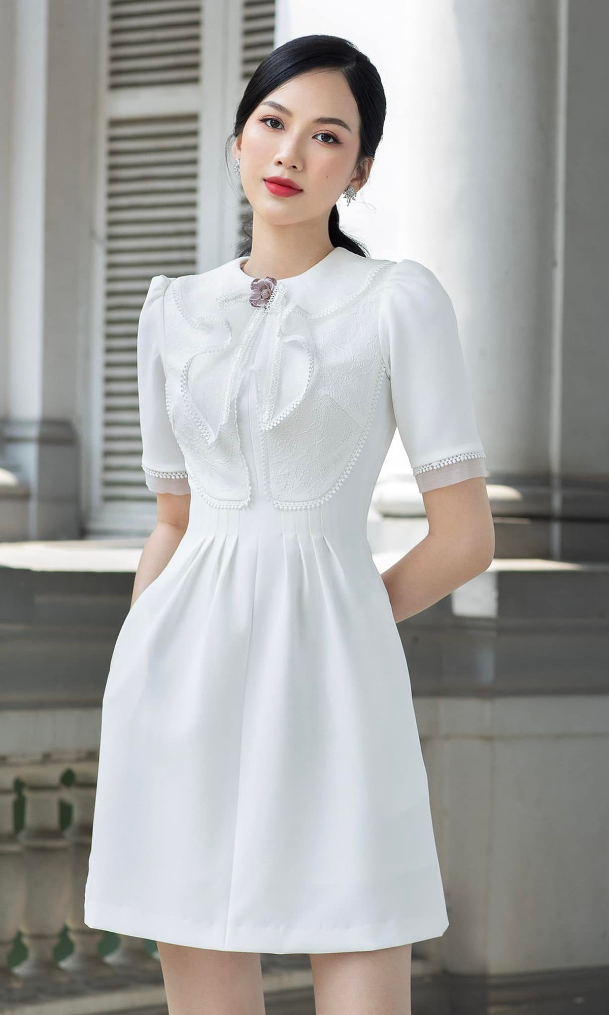 Hot girl quê Đồng Nai sở hữu chiều cao ấn tượng 1m74, gương mặt dịu dàng xinh đẹp và làn da trắng mịn không tì vết.