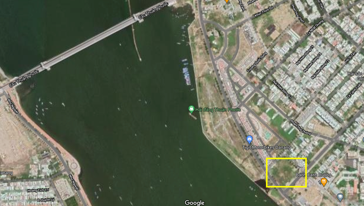 Vị trí dự án The Muse Đà Nẵng) do Công ty Cổ phần Tập đoàn Đông Đô làm chủ đầu tư đang bị Sở Xây dựng Đà Nẵng yêu cầu báo cáo. (ảnh nhìn trên bản đồ vệ tinh)