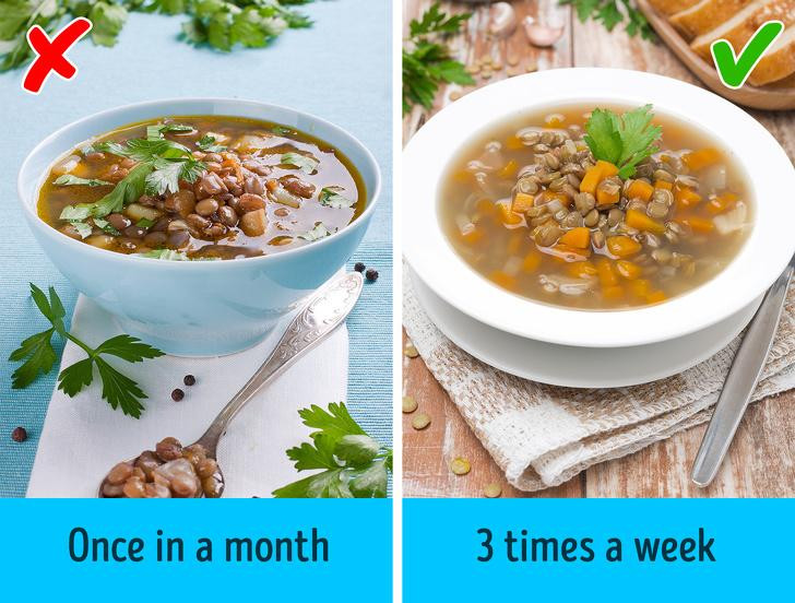 10. Ăn nhiều đậu Tiến sĩ Russell de Souza đã chứng minh rằng tiêu thụ 130gr đậu sẽ làm giảm sự thèm ăn giúp chúng ta giảm 0,3kg trong 6 tuần. Hơn nữa, đậu, đậu Hà Lan, đậu xanh và đậu lăng có chứa một lượng protein và chất xơ cao. Đồng thời, carbohydrate từ các loại đậu không làm tăng lượng đường trong máu - Ảnh: Brightside