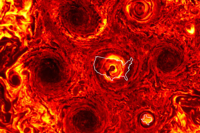 Sửng sốt khối bão lục giác khổng lồ tại cực Nam sao Mộc Sung sot khoi bao luc giac khong lo tai cuc Nam sao Moc