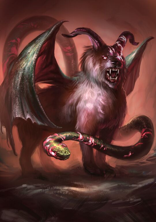 Khi ấy, Chimera khạc ra lửa như mọi khi nhằm tiêu diệt người anh hùng Bellerophon.