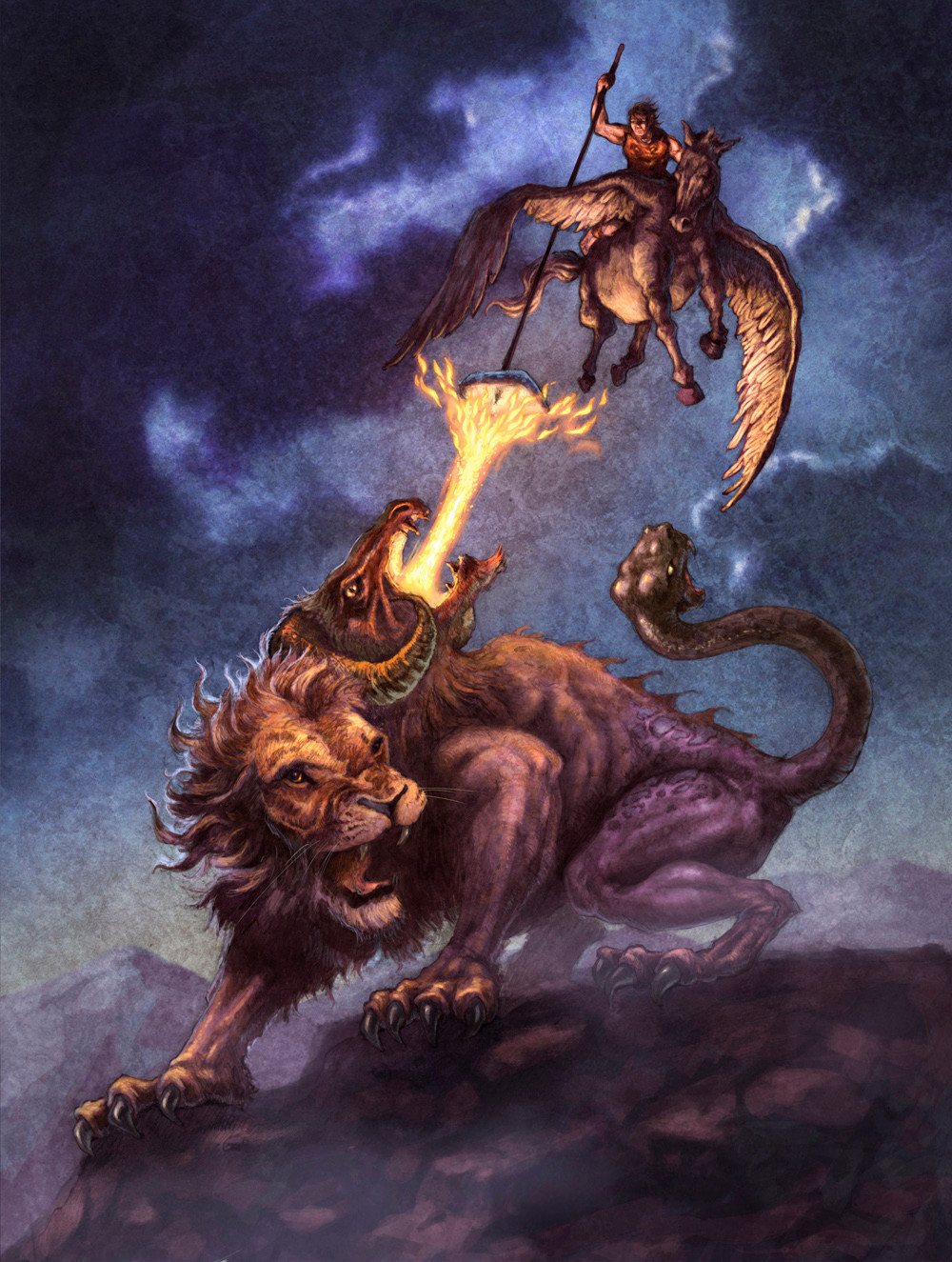 Tuy nhiên, lửa mà Chimera phun ra lại làm chì tan chảy khiến nó bị tiêu diệt.