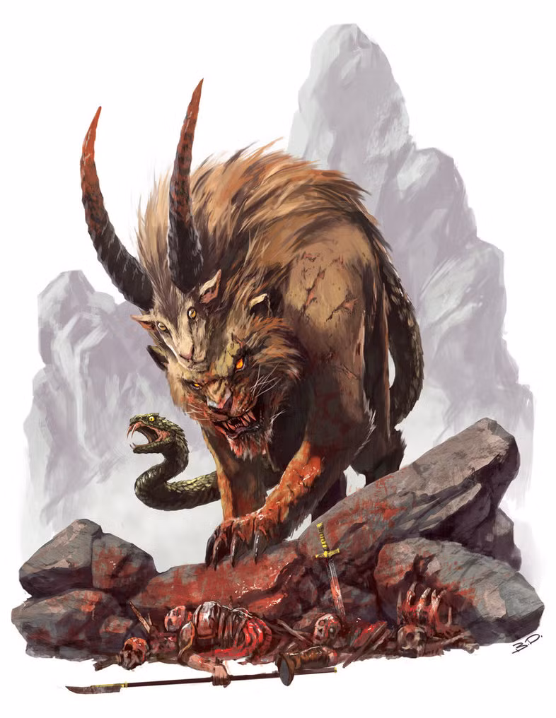 Quái vật Chimera là con của hai quái vật khủng khiếp Typhon và Echidna.