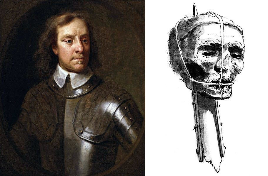Kế đến, thi hài Oliver Cromwell bị treo lên trong tư thế treo cổ ở Tyburn. Về sau, thi thể của ông được hạ xuống trước khi đem chặt đầu.