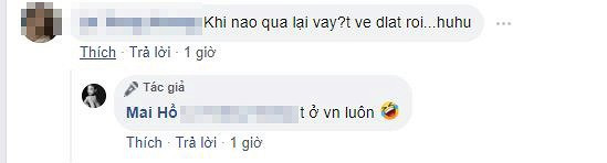 Trong chia sẻ với một người bạn, Mai Hồ tiết lộ sẽ "ở Việt Nam luôn".