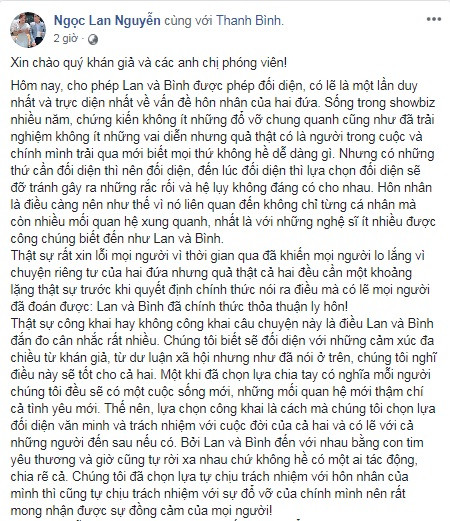 Ngoc Lan - Thanh Binh tuyen bo ly hon, phu nhan co nguoi thu 3-Hinh-2