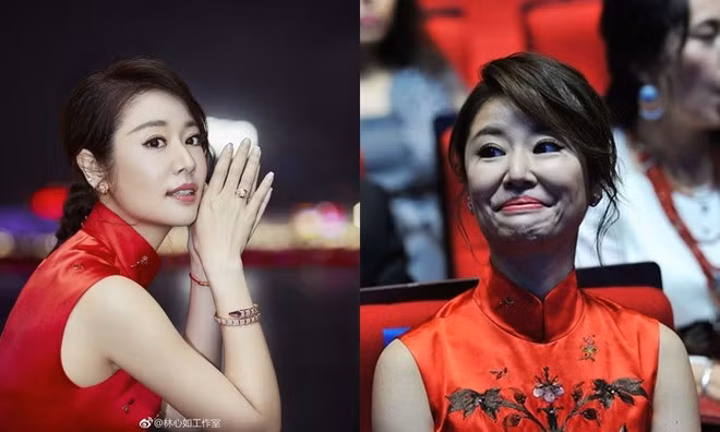 Đây là một trong những hình ảnh Lâm Tâm Như muốn xóa đi nhất trong sự nghiệp. Ảnh được chụp tại LHP SCO National Film tại Thanh Đảo khoảng giữa năm 2018. Lâm Tâm Như sau đó đăng ảnh lên và cô cho biết không nhận ra mình. Nữ diễn viên cho rằng các tay săn ảnh đã chọn góc thiếu sáng, cố tình chỉnh sửa khiến cô trông đáng sợ hơn.