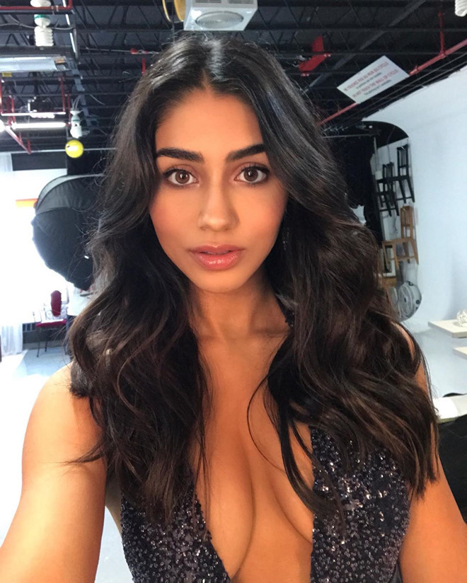 Tiếp theo, ngôi vị thứ 4 được ưu ái cho Megha Sandhu. Người đẹp đến từ Canada cao 1,79 m, có thể nói được tiếng Anh, tiếng Pháp và tiếng Hindi.