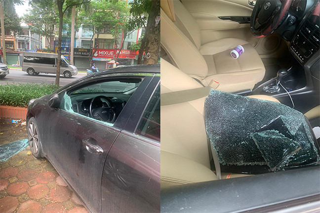 9 ô tô bị đập vỡ kính tại chung cư ở Hà Nội 9 o to bi dap vo kinh tai chung cu o Ha Noi