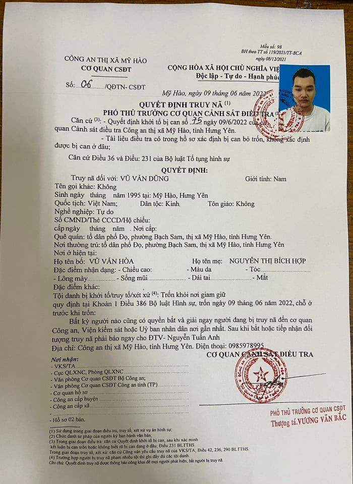 Sau khi bỏ trốn các đối tượng về nhà tại phường Tứ Minh, TP Hải Dương (Hải Dương) lấy xe ôtô BKS 34A-468.xx, màu sơn trắng chở theo 4 đối tượng còn lại chạy theo hướng Hải Phòng, Thái Bình. Đến 4h8' cùng ngày, lực lượng chức năng phát hiện xe này chạy qua cầu Tân Đệ hướng Thái Bình đi Nam Định. 