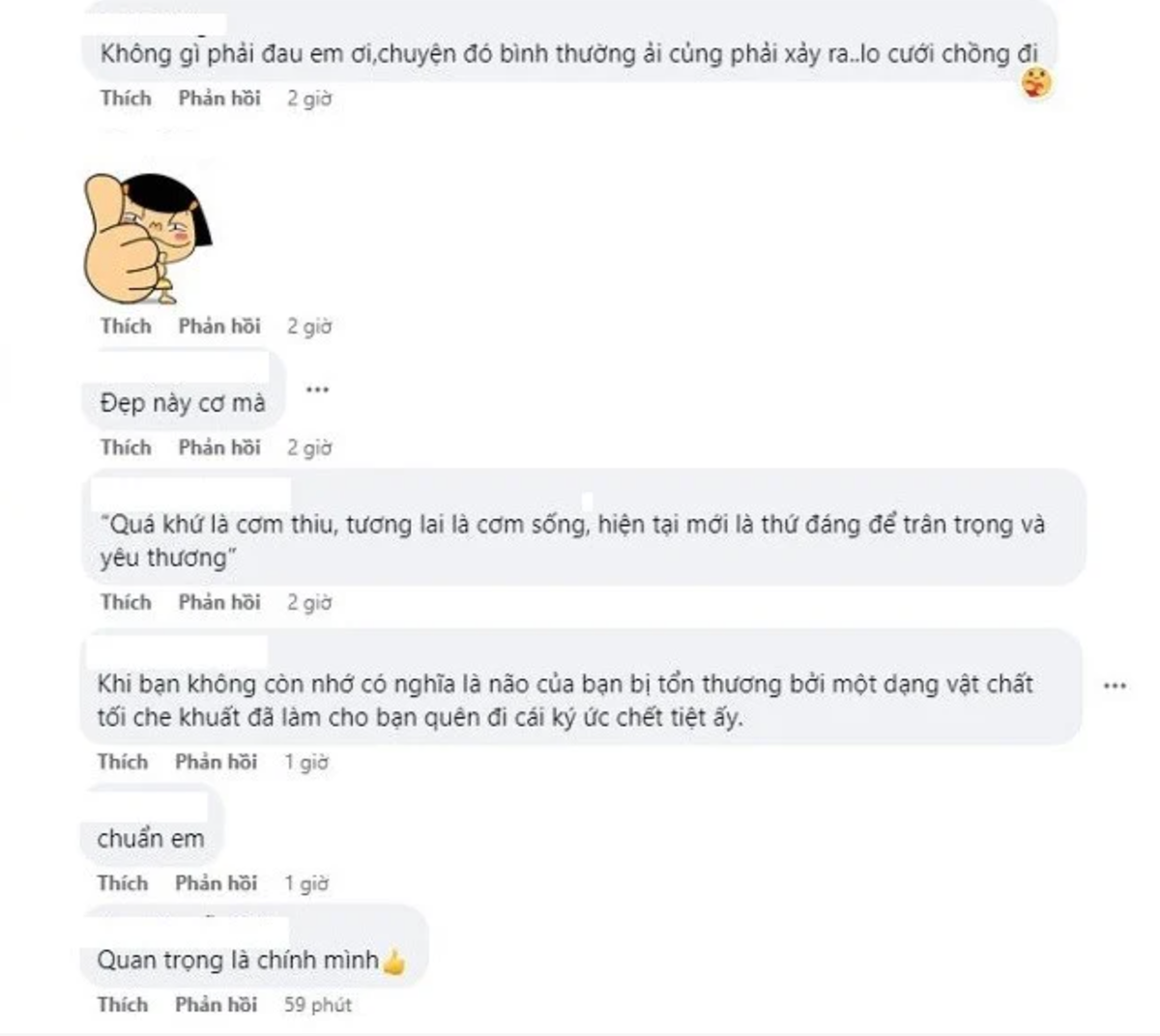 Theo đó, "Hot girl World Cup" đến từ Thanh Hóa chia sẻ: "Một ngày nào đó, bạn sẽ chẳng thèm nhớ đến cái nỗi đau chết tiệt mà một thời bạn cho rằng nó sẽ kéo dài mãi mãi".