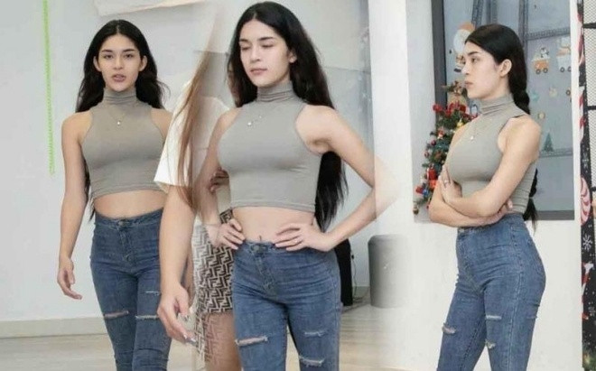 Có thể nhìn thấy rõ, khi còn mang vóc dáng của con trai, Huỳnh My đã sở hữu từng đường nét chuẩn kèm theo làn da trắng.