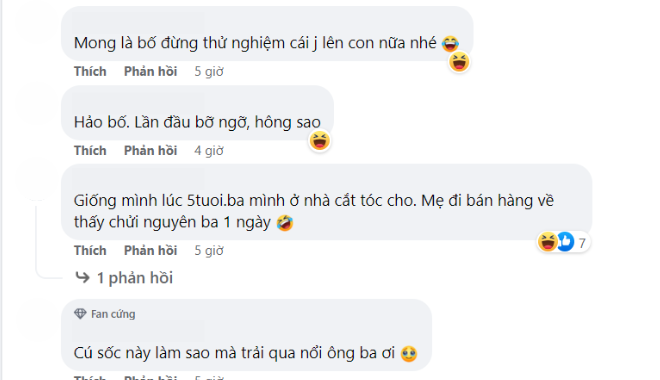 Dưới phần bình luận, dân tình để lại bình luận "bất bình" thay cho cô bé, đồng thời khuyên nhủ người bố nên đi học khóa cắt tóc để tránh xảy ra trường hợp tương tự về sau.