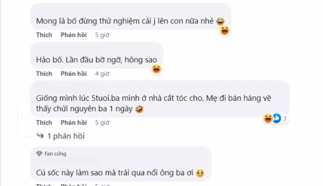 Dưới phần bình luận, dân tình để lại bình luận "bất bình" thay cho cô bé, đồng thời khuyên nhủ người bố nên đi học khóa cắt tóc để tránh xảy ra trường hợp tương tự về sau.
