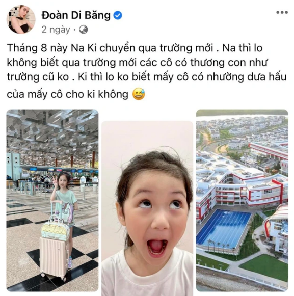 Sinh ra đã được "ngậm thìa vàng", nên không có gì khó hiểu khi 3 nhóc tỳ nhà Đoàn Di Băng dù còn nhỏ nhưng đã được hưởng thụ tất cả những điều tốt đẹp nhất. Trước đó, dân tình từng được phen xôn xao trước thông tin nữ đại gia quận 7 chuyển trường cho 2 cô con gái lớn là Hana và Yuki sang một trường quốc tế với học phí cao ngất ngưởng.