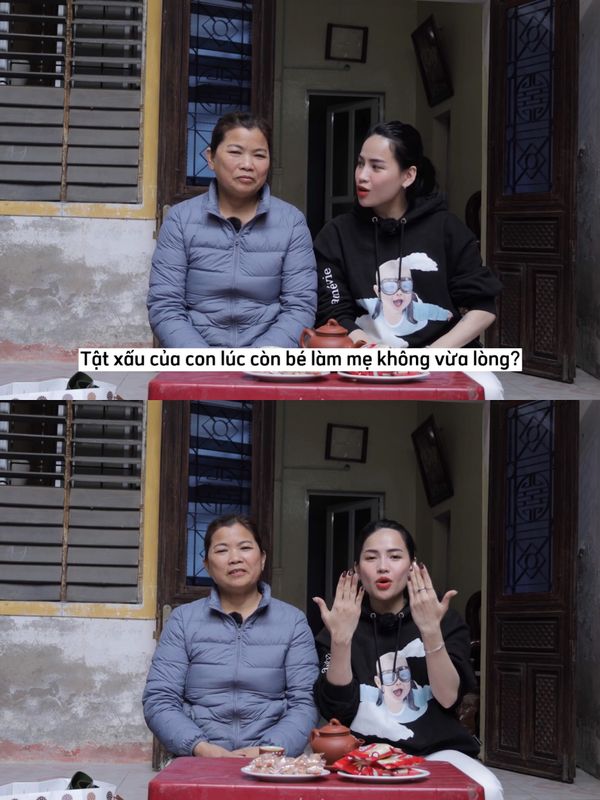 Sau khi nghe mẹ thuật lại kỉ niệm đáng nhớ, Võ Hà Linh đã tặng mẹ món quà đầu tiên là đôi ủng và áo mưa.