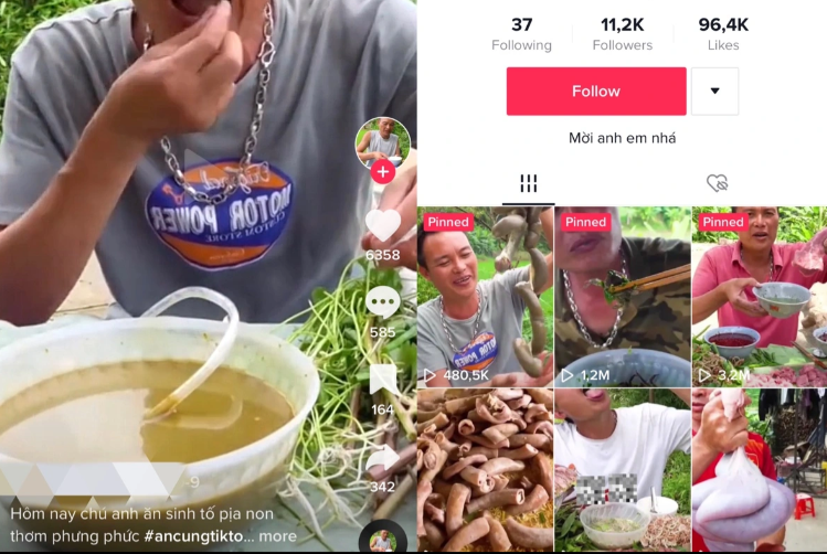 Một tài khoản TikTok có nội dung ăn những thứ gây nguy hại đến sức khỏe như thịt lợn sống, món nậm pịa bị biến tấu kinh dị... Dù dưới bình luận nhiều người đã khuyên "bỏ" nhưng chủ kênh vẫn bất chấp tiếp tục.