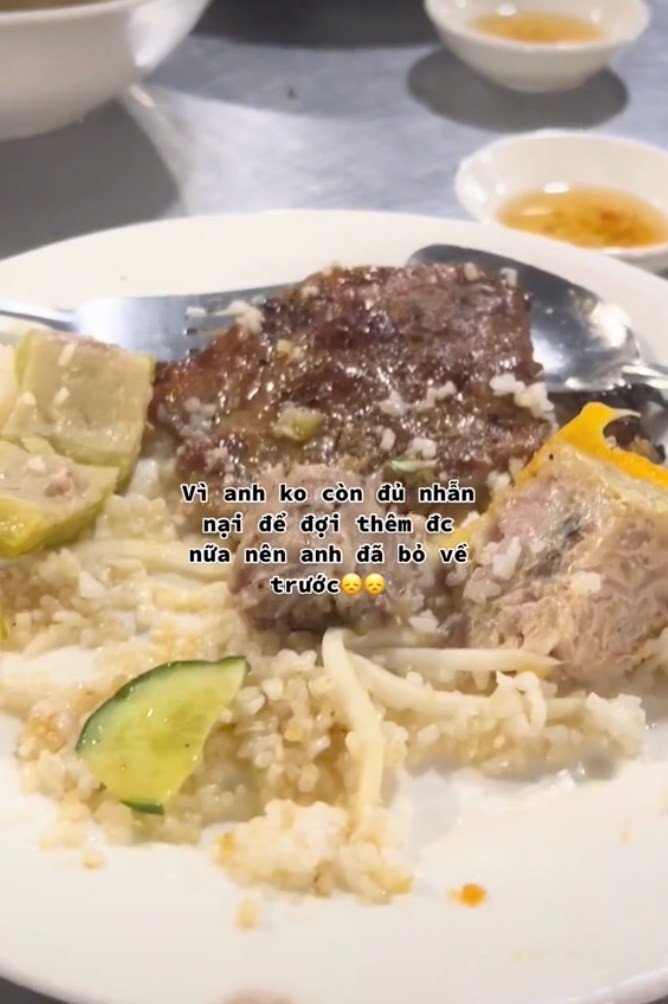 Trước đó từng xảy ra câu chuyện một chàng trai đã bỏ người yêu mình lại quán cơm tấm vì cô nàng ăn 45 phút chưa hết đĩa cơm.