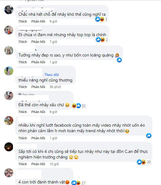 "Chịu không hiểu mấy cô TikToker này nghĩ gì! Nơi linh thiêng bậc nhất miền Kinh Bắc thế này mà cũng đến uốn éo cho được", "Cũng nhiều tuổi rồi sao không có não nhỉ? Cái đấy cần thiết lắm, về lắp mỗi chị một bộ mà dùng đi",...là những bình luận chỉ trích của netizen.