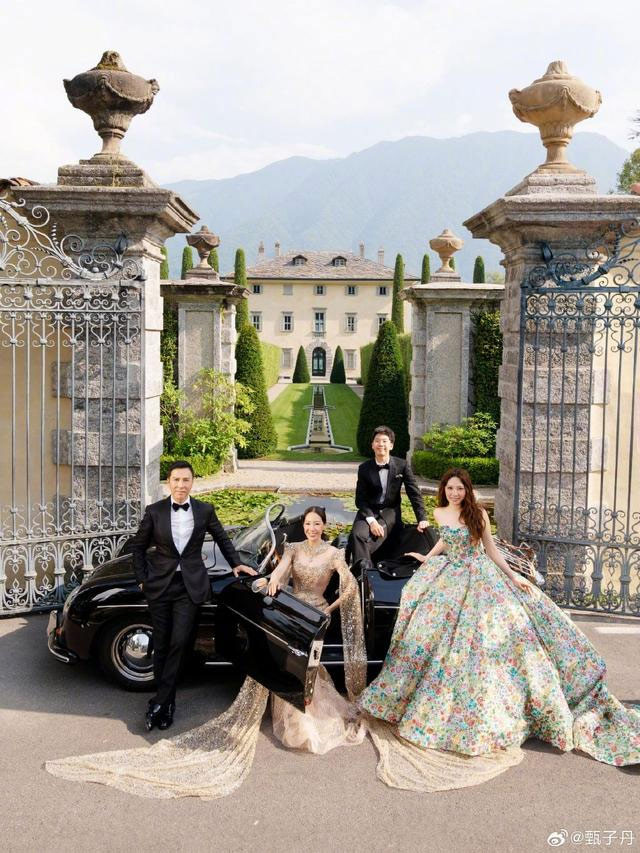 Hai con Chân Tể Như và Chân Tể Gia cũng góp mặt trong ngày vui của bố mẹ. (Ảnh: Sina)