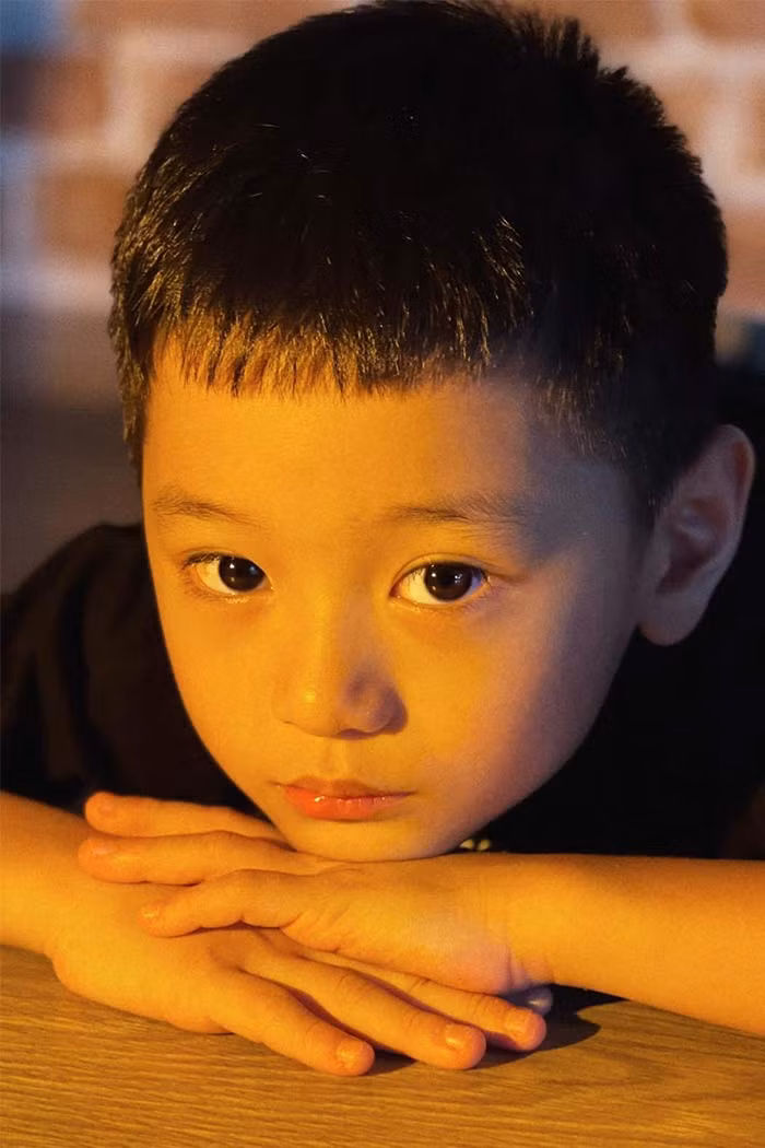 Gia Huy được nhận xét là giống mẹ và cũng có khiếu âm nhạc, nghệ thuật.