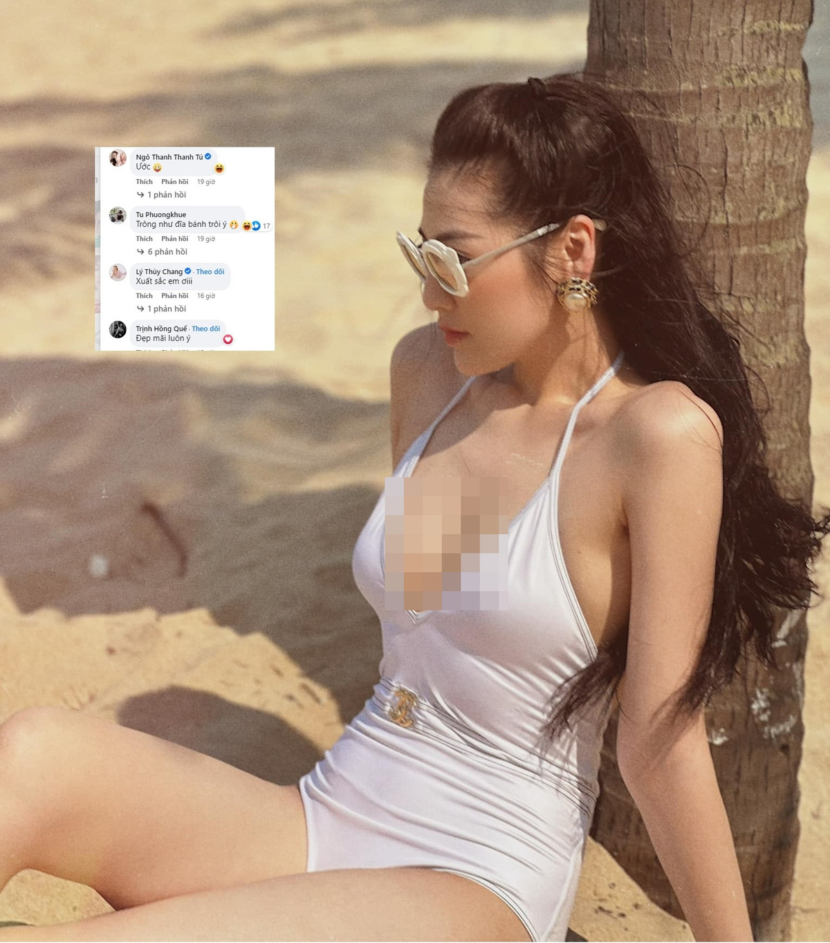 Được dàn mỹ nhân như Á hậu Thụy Vân, Á hậu Thanh Tú, diễn viên Hồng Quế hết lời khen ngợi, thế nhưng Tú Anh lại bị mẹ đẻ "dội gáo nước lạnh" khi bình luận đùa vui con gái là "trông như đĩa bánh trôi".