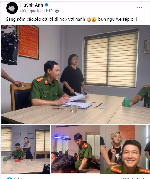 Trên trang cá nhân của mình, Huỳnh Anh (vai Tuấn - đội phó đội cảnh sát hình sự) lần đầu được vào vai công an nên tỏ ra khá hào hứng khi chia sẻ loạt ảnh hậu trường phim "Biệt dược đen".